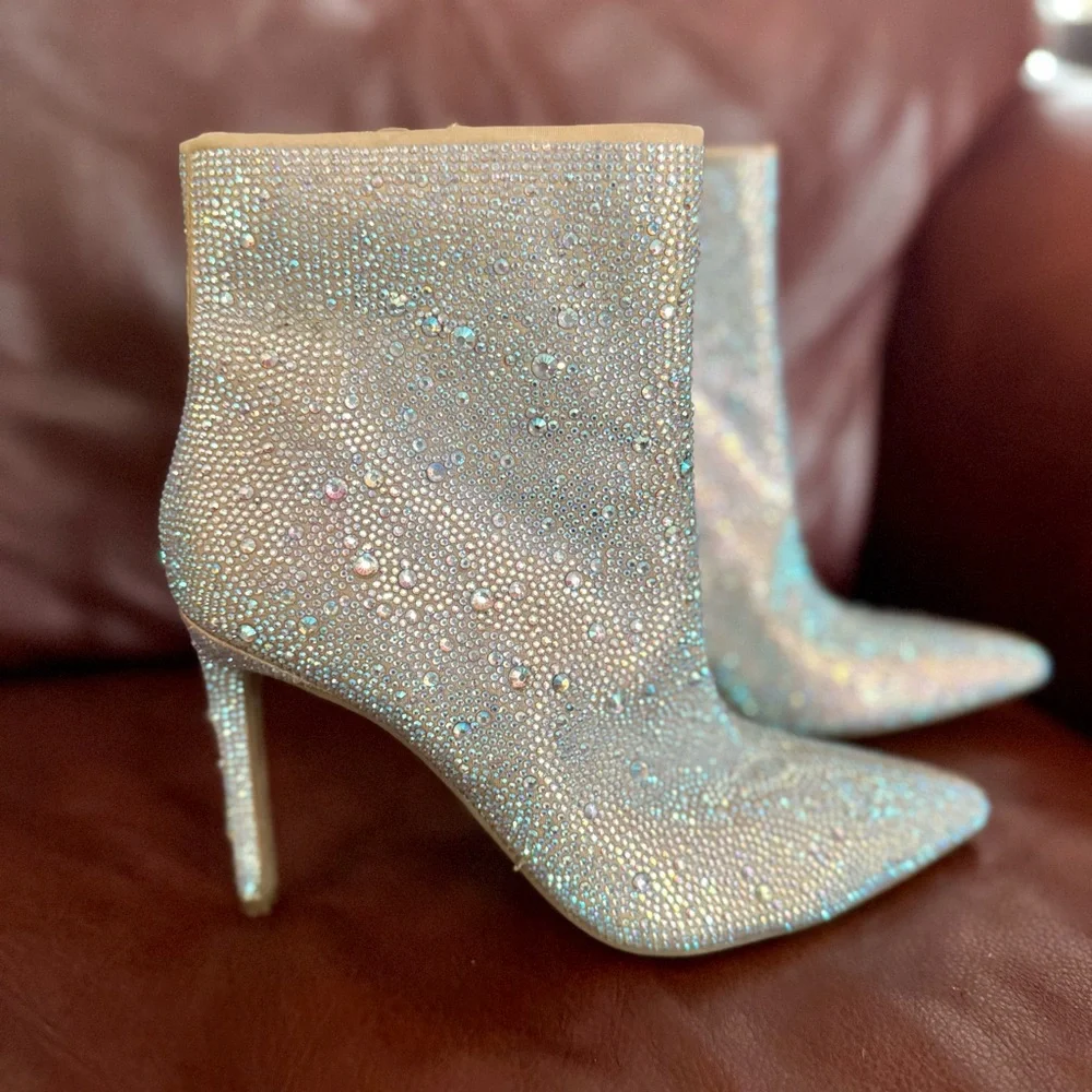 INC International Concepts Sparkling Rhinestone Heeled Boots - Picture 6 of 13